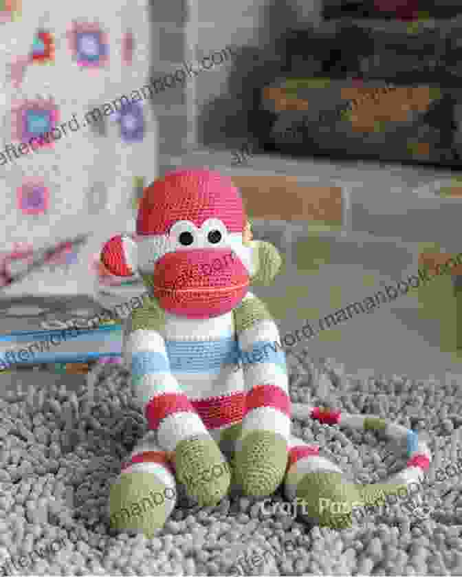 A Charming Crocheted Chunky Monkey With A Sweet Expression, Big Eyes, And A Playful Tail. Crochet Pattern Chunky Monkeys PA804 R