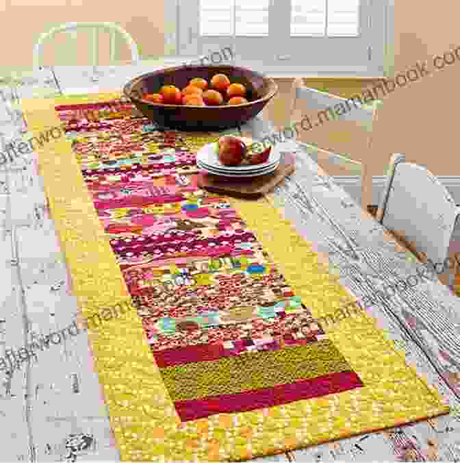 A Colorful Table Runner Made From Precut Fabric. Sew It : Make 17 Projects With Yummy Precut Fabric Jelly Rolls Layer Cakes Charm Packs Fat Quarters