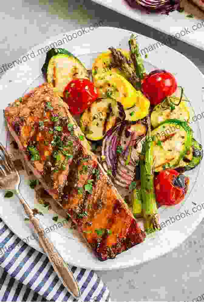 A Grilled Salmon Fillet With Roasted Vegetables On A Plate FIBROID ELIMINATION DIET: Discover Natural Ways You Can Cure And Shrink Fibroid (Diet Recipes With Pictures)