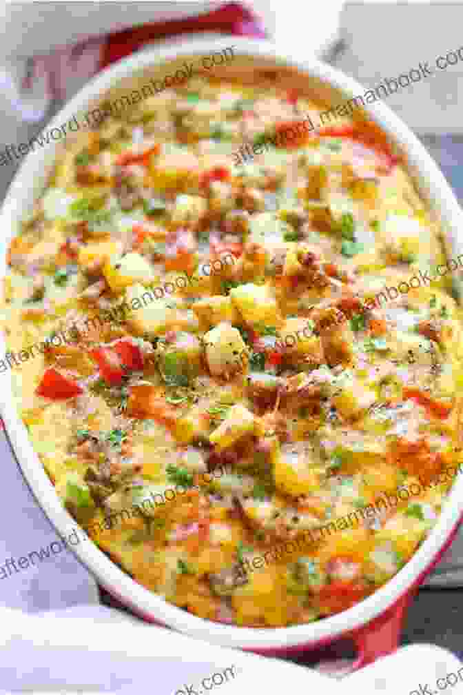 A Steaming Hot Casserole Dish, Bubbling With Cheesy Goodness And Surrounded By Fresh Herbs. Bake Until Bubbly: The Ultimate Casserole Cookbook