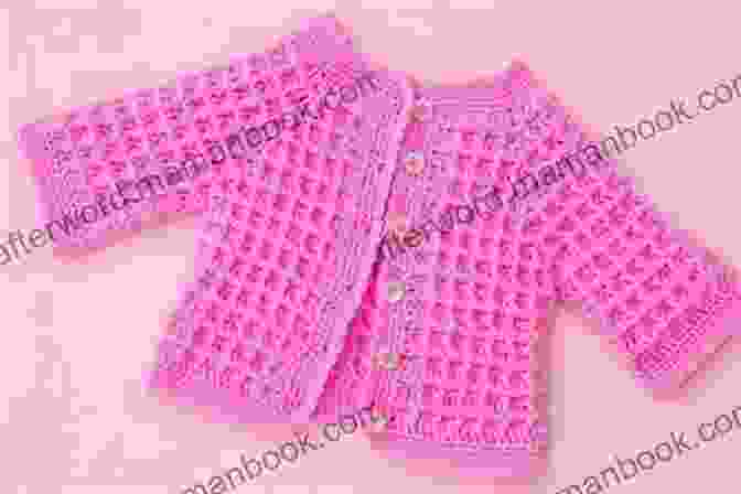 Crochet Baby Jacket In A Soft Pink Color, Featuring A Delicate Lace Pattern And Button Closure Crochet Pattern CP2 Baby Boy Girl Jacket 0 3 3 6 6 9 9 12 Mth UK Terminology