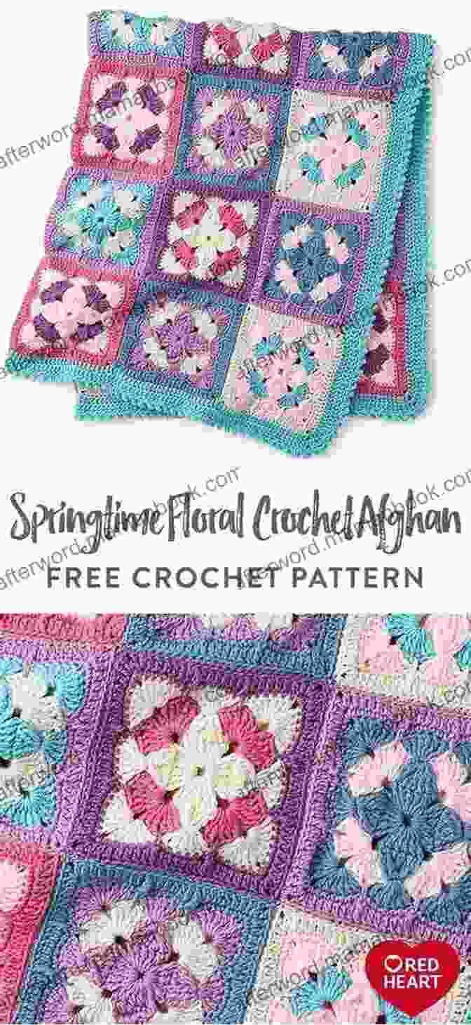 Image Of A Crochet Afghan Laid Out On A Bed, Showcasing The Arrangement Of Heart Motifs In A Burst Of Colors And Textures Crochet Pattern Scrap Hearts Afghan PA658 R
